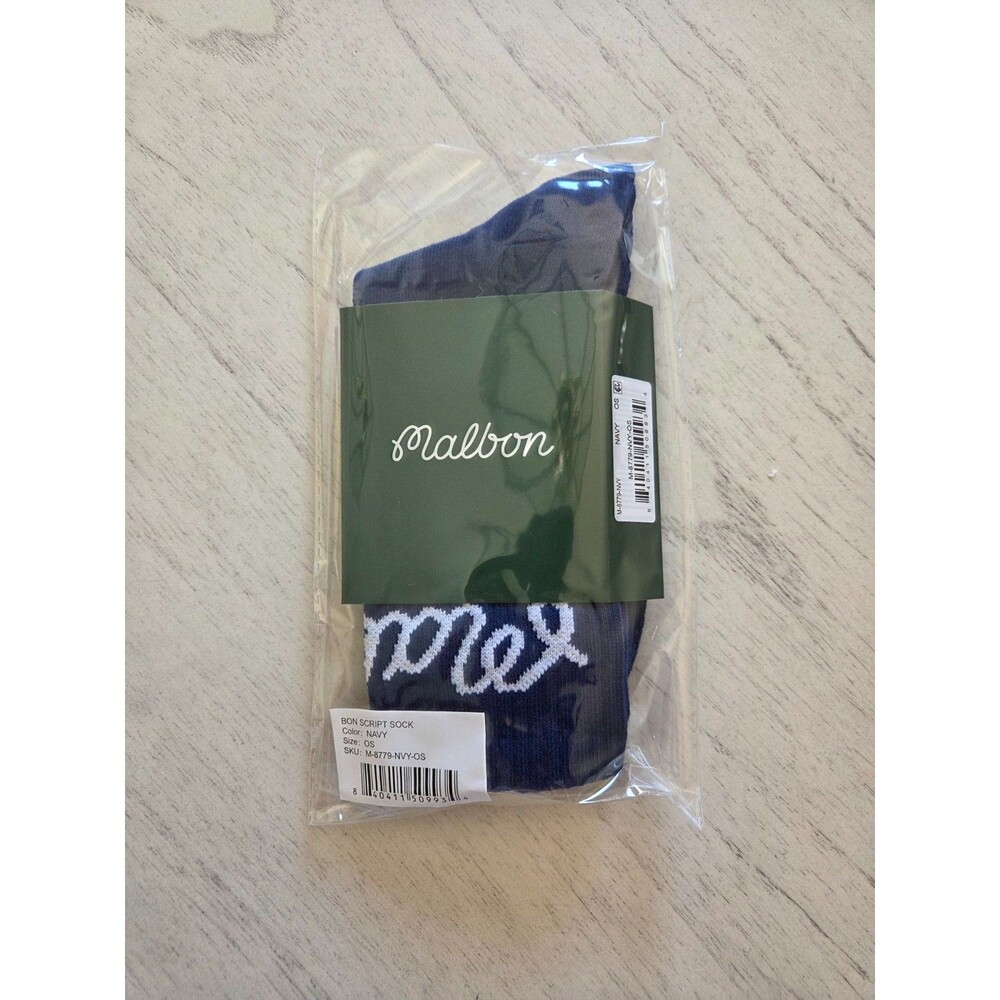 Malbon Bon Script Socks Navy One Size, New